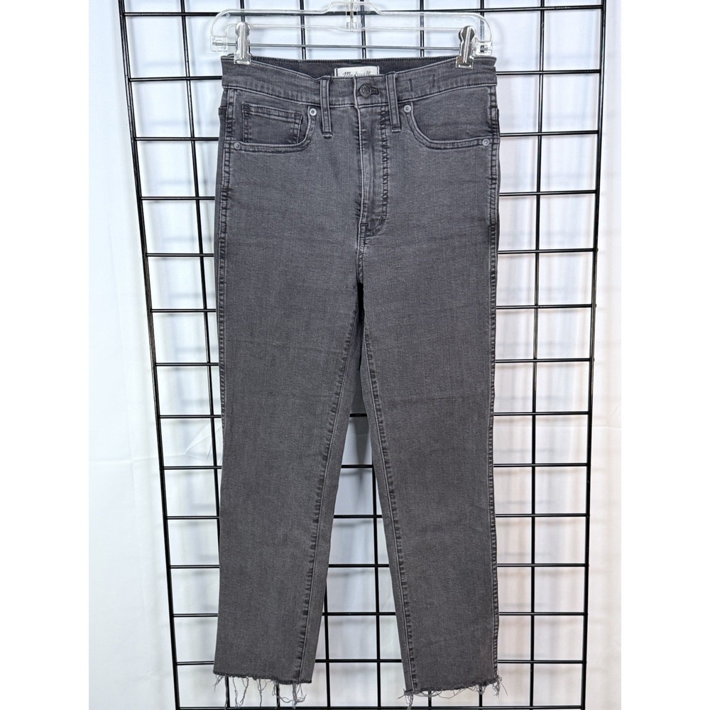 Madewell Gray Stovepipe Jeans Womens 27 Gray Raw Hem Slim Stretch Casual